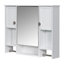 Armoire de rangement murale moderne 35 po x 28 po, armoire de salle de bain murale avec miroir, armoire à pharmacie avec porte-serviettes, buffet-452452188