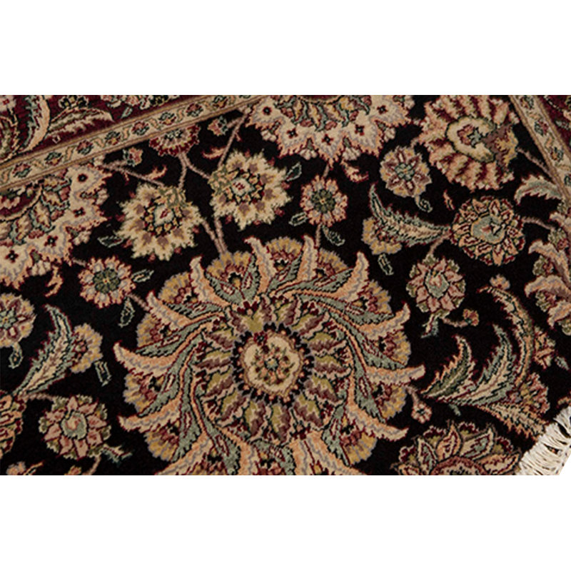 Tapis oriental en laine noué à la main Manchuria vin / noir / beige
