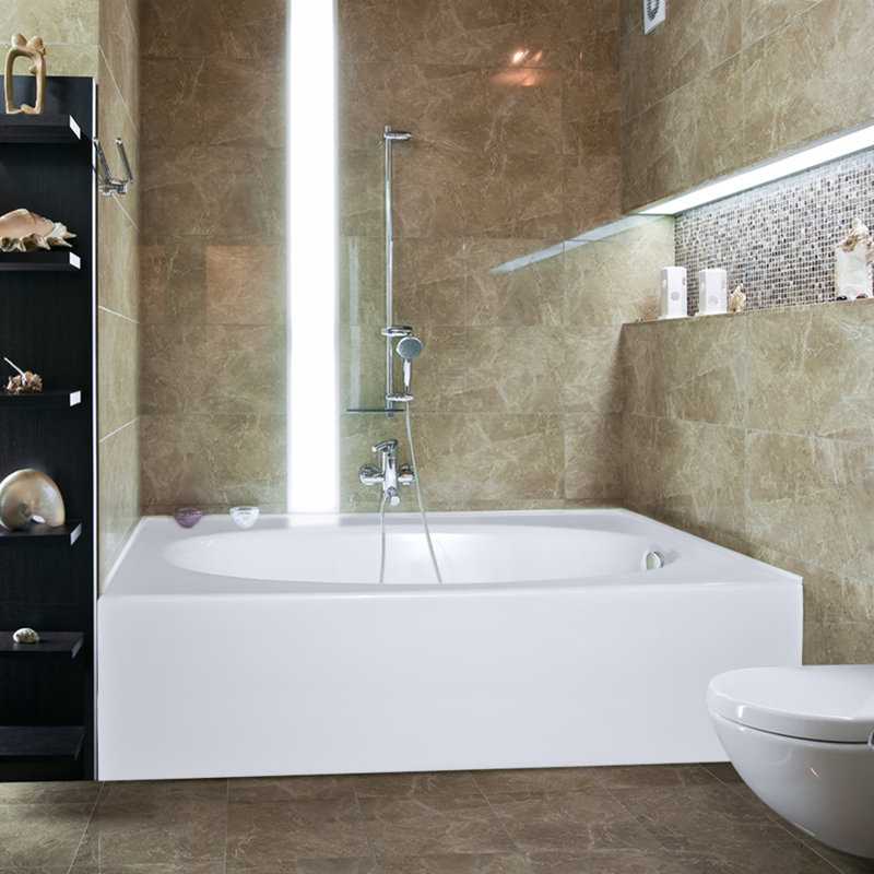 Kona 60" x 36" Alcove Soaking Bathtub, Almond, Right