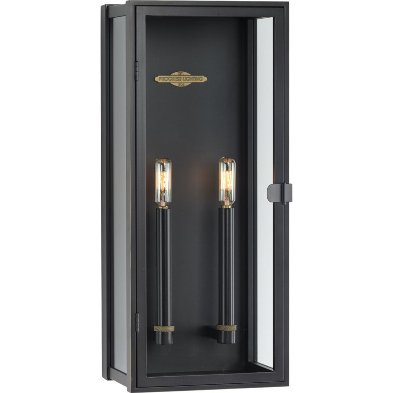 Stature Integrated LED Outdoor Wall Lantern, Textured Black, 21" H x 9" W x 5.87" D, 2 Lights