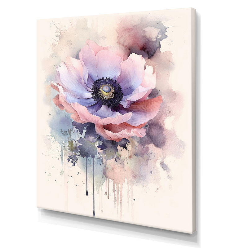 Minimalisme, coquelicots mauves, beauté sur toile, Toile tendue, 32" H x 16" W