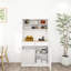 Garde-manger de 67,7 po de hauteur avec 3 tablettes réglables, 2 tiroirs et une poubelle inclinable de style moderne blanc pour les pièces. 1 poubelle. Cuisine, salle à manger, espace de vie. Ample