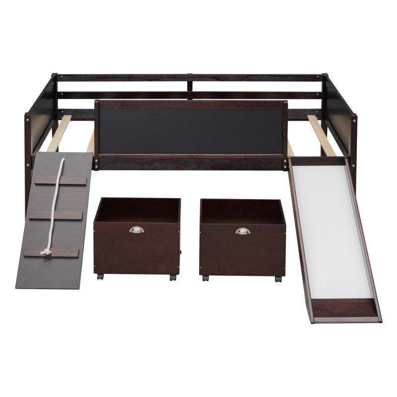 Loft Bed With Staircase And Storage Compartments, Espresso