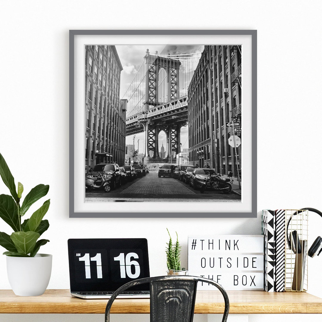 Gerahmter Grafikdruck Manhattan Bridge in America