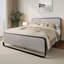 Lit double en velours côtelé gris clair Arnasia-11579349-34643265