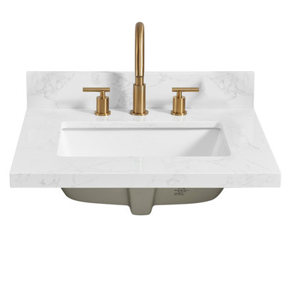 Plateau de meuble-lavabo simple en pierre reconstituée avec lavabo et 3 trous de robinet Jaen
