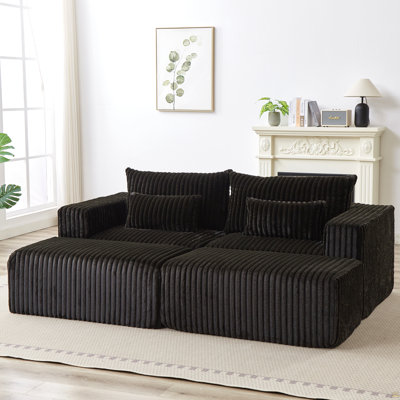 Méridienne surdimensionnée 87 po, sans assemblage requis, causeuse en peluche nuage avec deux repose-pieds amovible