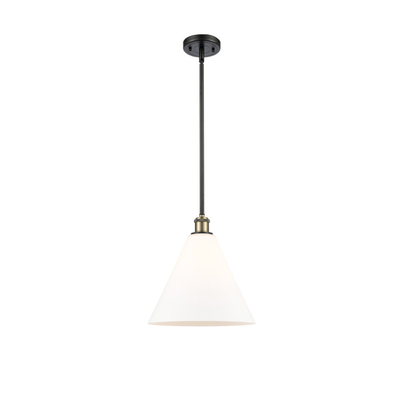 Luminaire suspendu en forme de globe à 1 lumière Hamal, Blanc mat, Ampoule non incluse, Laiton antique noir