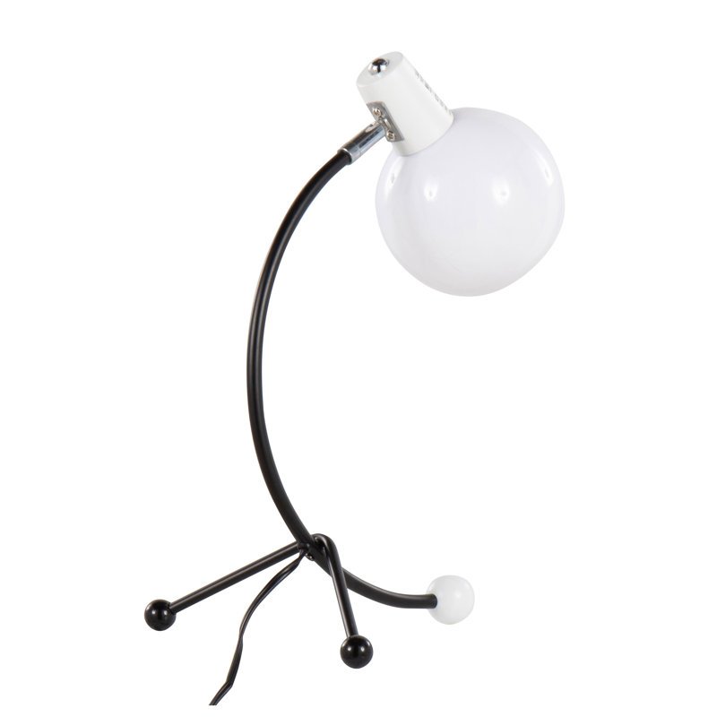 Eileen Contemporary Adjustable Task Lamp in Black Metal and White Polypropylene