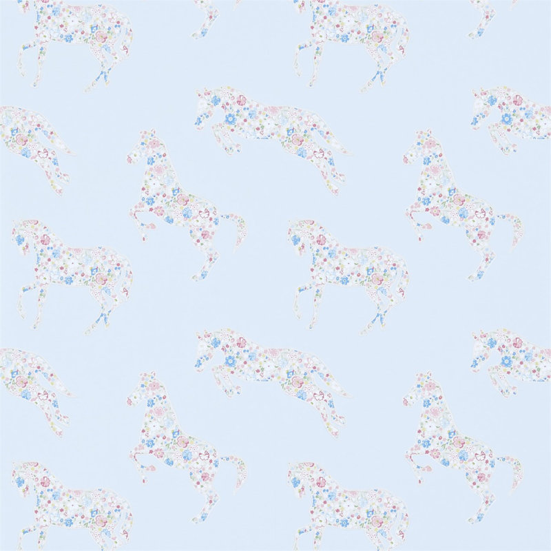Pretty Ponies Wallpaper, Chintz/Blue