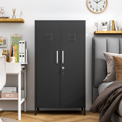 Modern Metal Office Storage Cabinet with Adjustable Shelves, Steel Locker Cabinet for Office/Living Room/Bedroom/Bathroom by Inbox Zero