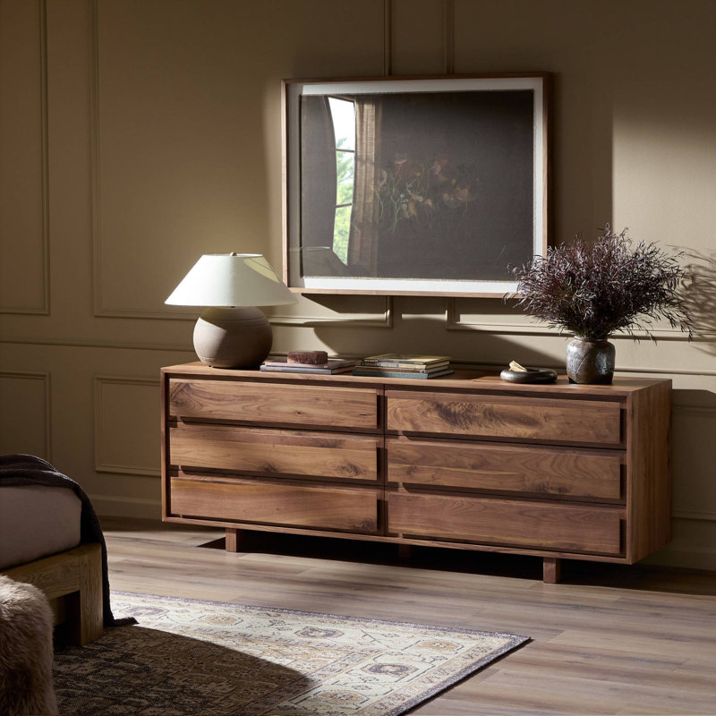 Stafford 6 Drawer Dresser-Walnut Natural