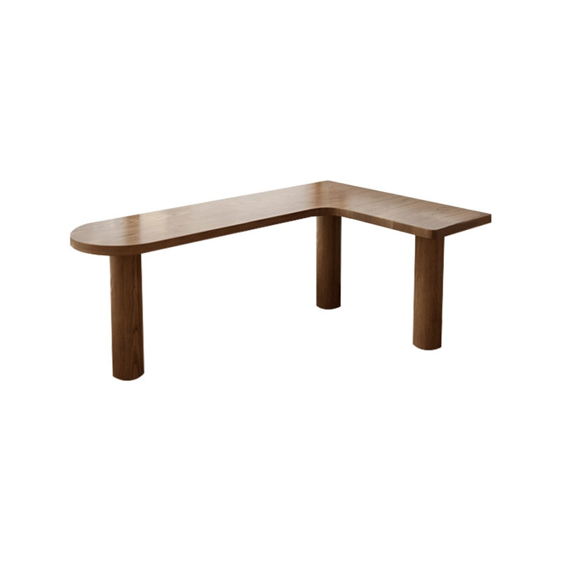 Bureau d'écriture en bois massif noisette à forme libre, H 29,53 po x l 62,99 po x P 47,24 po, Retour à gauche