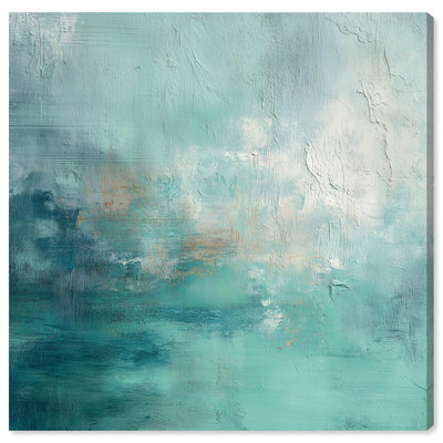 «Green Blue I», art mural abstrait sur toile par Art Remedy