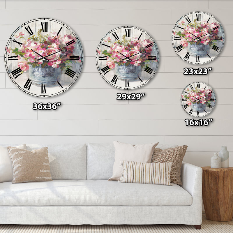 Maison Des Fleurs III - Farmhouse Wall Clock, Small
