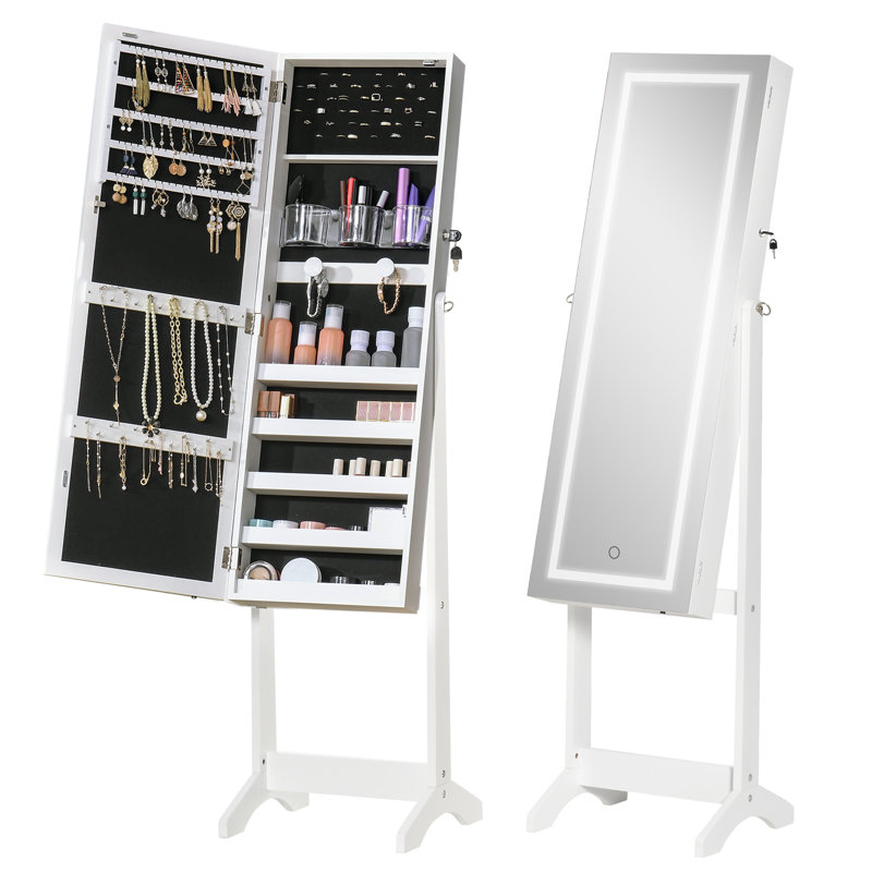 Armoire à bijoux autoportante avec miroir