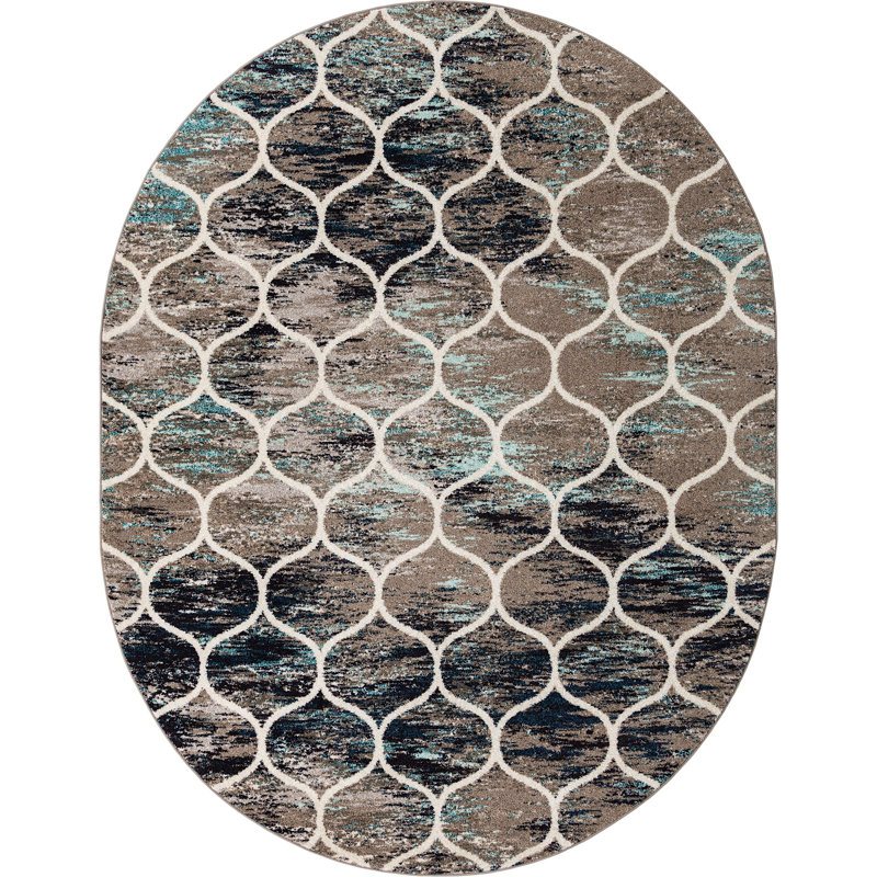 Geometric Indoor Rug, Oval 7'10" x 10'