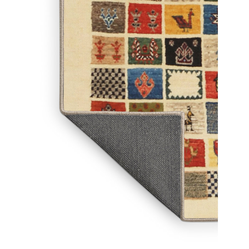 Tapis beige/vert/rouge contemporain, Rectangle 2 pi x 4 pi