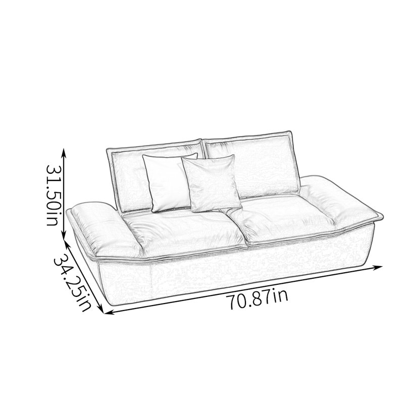Galyon, H 31,5 po x l 70,87 po x P 34,25 po
