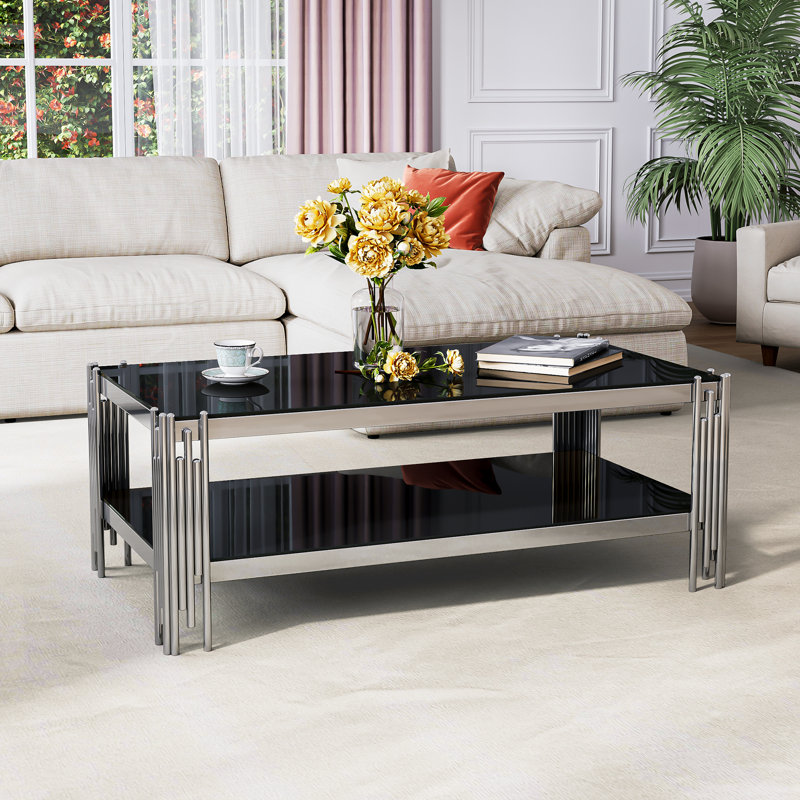 Glass Top Single Coffee Table, Silver