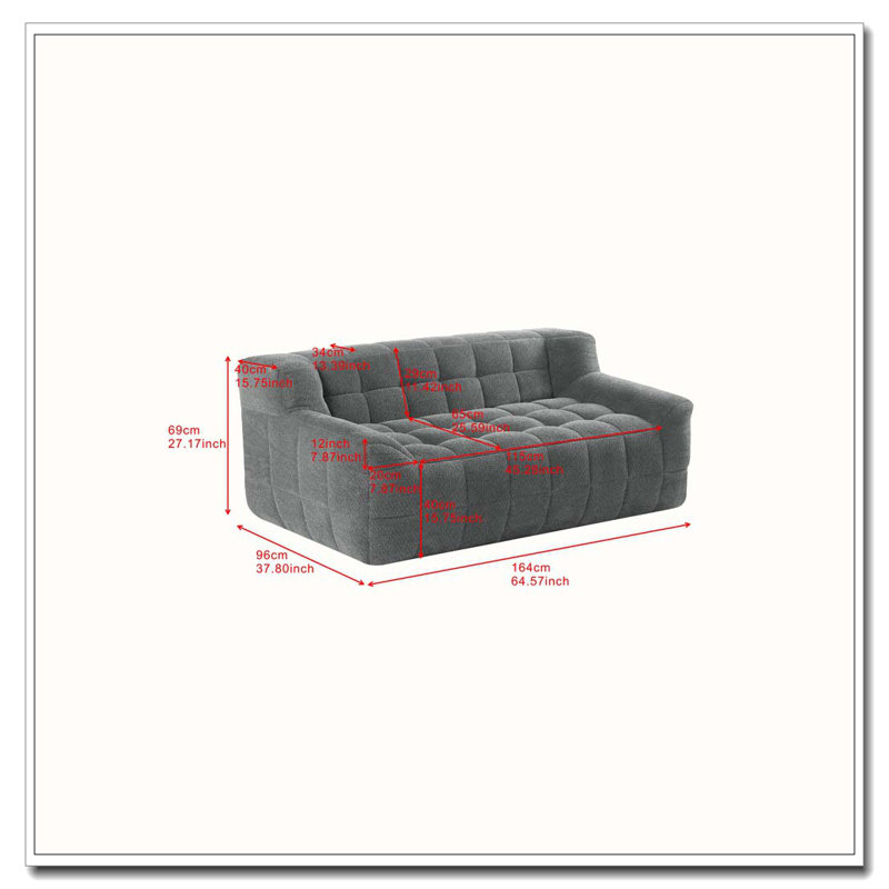 64.57"Full Compression sofa, Gray