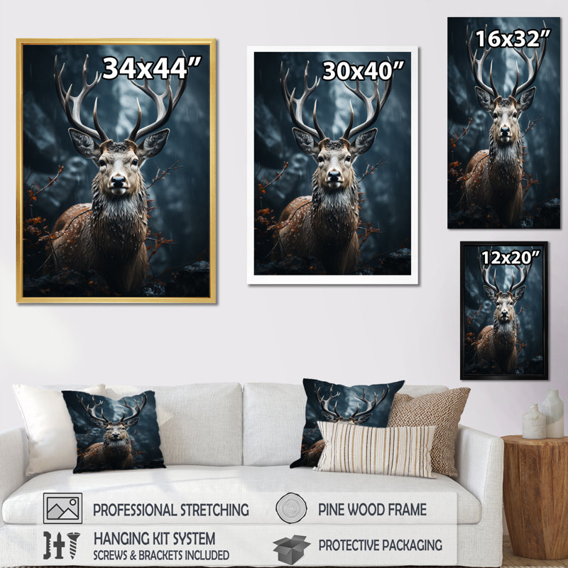 Cerf d'Issic monochrome IV, Toile tendue, H 20 po x l 12 po x P 1 po