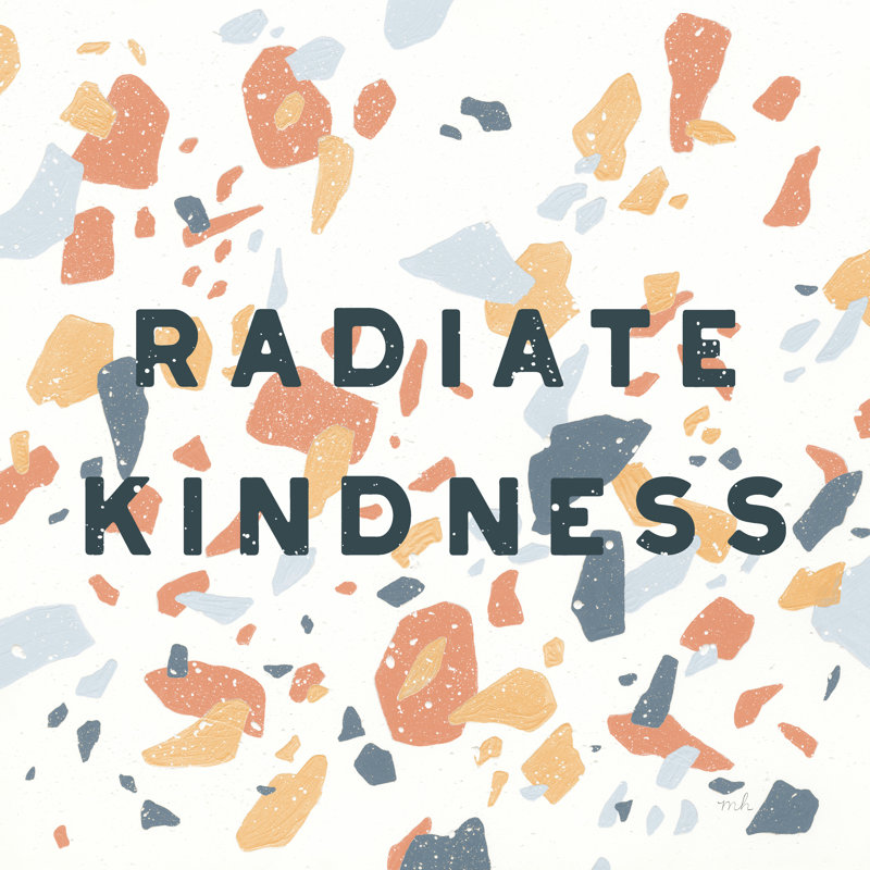 «Terrazzo Inspiration I Kindness Retro» par Moira Hershey, art textuel sur toile tendue, H 20 po x l 20 po, Non