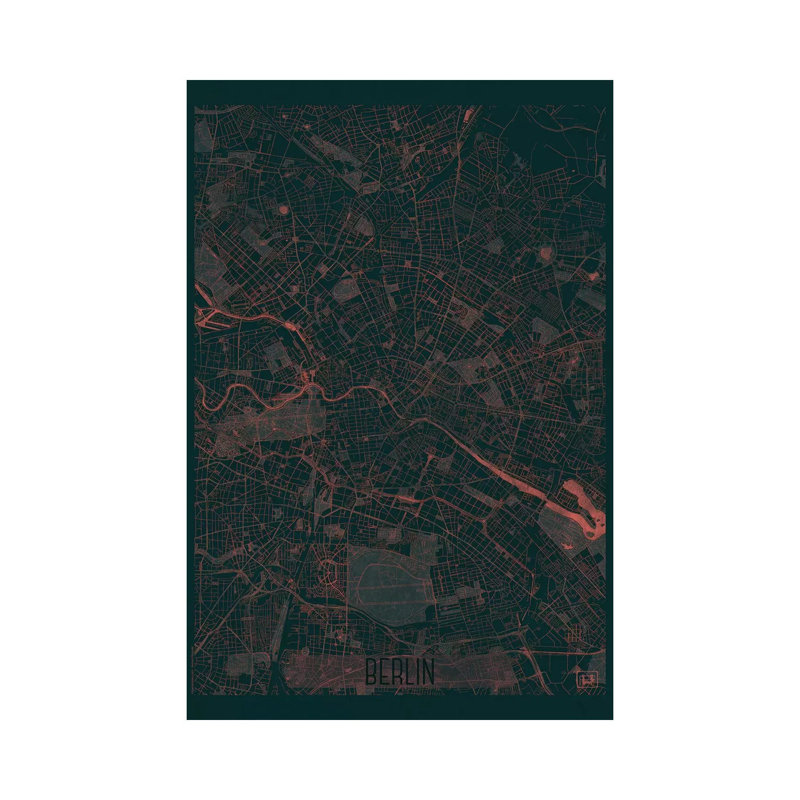 Berlin Infrared Urban Blueprint Map by Hubert Roguski - Wrapped Canvas Print, 66.04 cm H x 45.72 cm W x 3.175 cm D