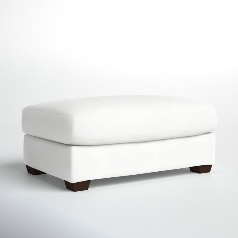 Rhodes Upholstered Ottoman, Classic Bleach White Twill