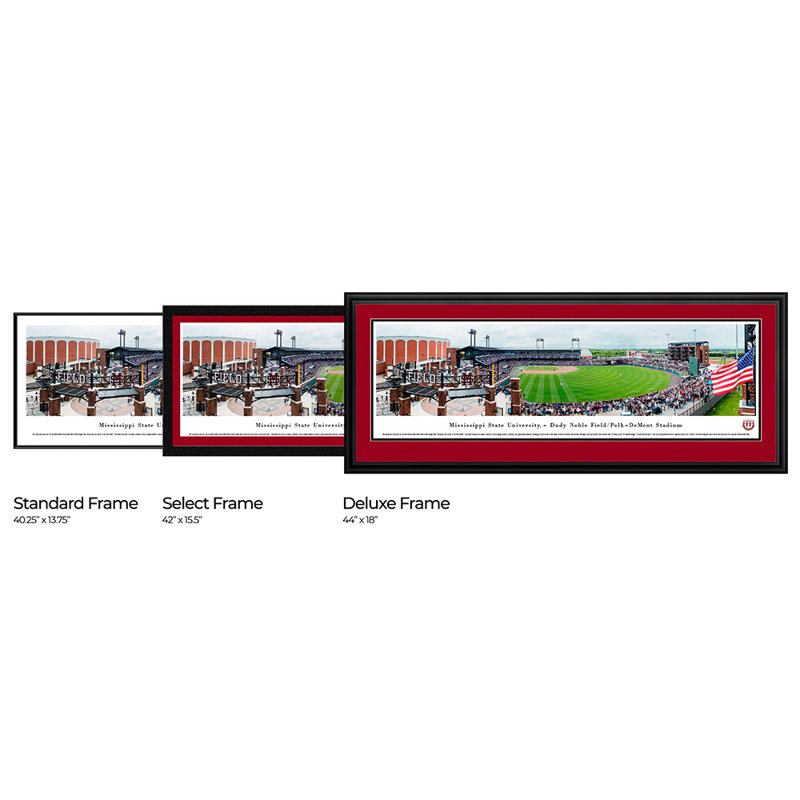 NCAA Mississippi State Baseball, impression panoramique, H 13,75 po x l 40,25 po x P 0,88 po, Cadre flottant noir