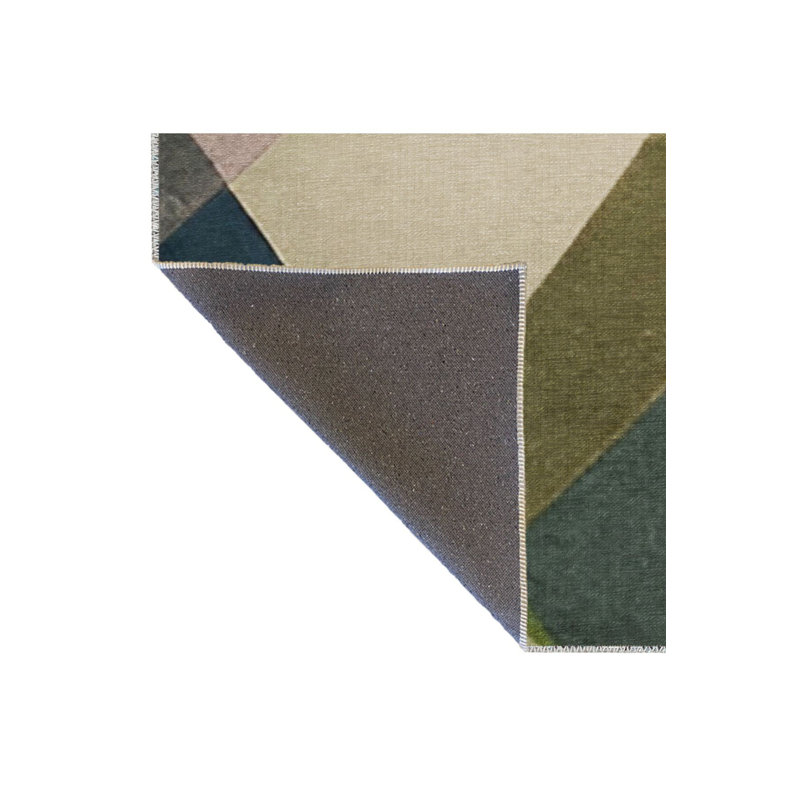 Tapis décoratif moderne à motif géométrique vert, Tapis de couloir 2 pi 6 po x 9 pi 10 po inclus