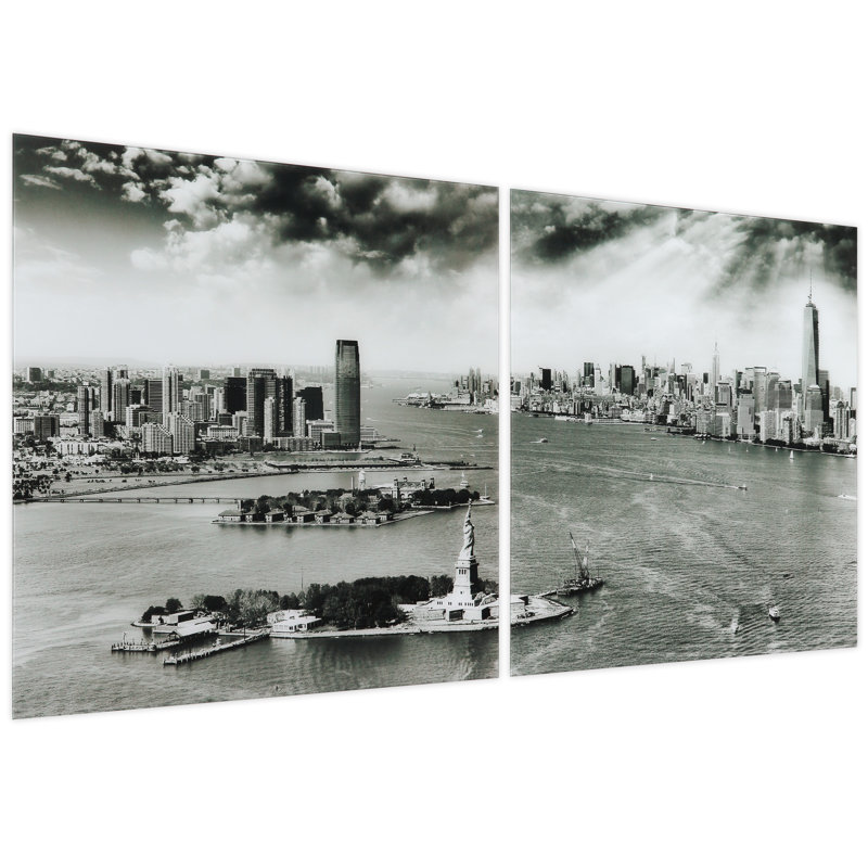 New York Skyline A and B - ensemble de reproductions de photos sans cadre sur verre