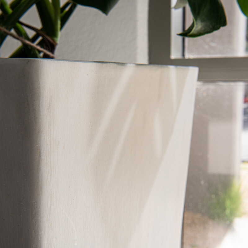 Modern Square Tapered Planter Patio Décor, Indoor & Outdoor, White, 27.8" H x 9.5" W