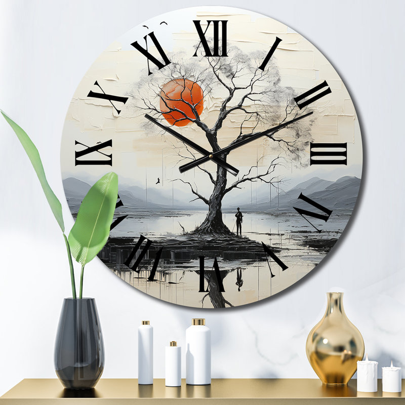 Horloge murale minimaliste grise rouge, Petit