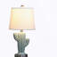 22" In Southwest Teal Ceramic Cactus Plant Modern Metal Table Lamp