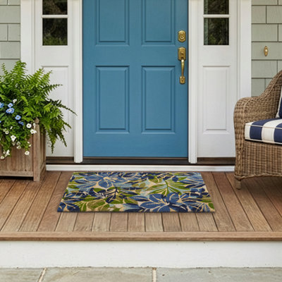 Hibiscus Blue Outdoor Doormat