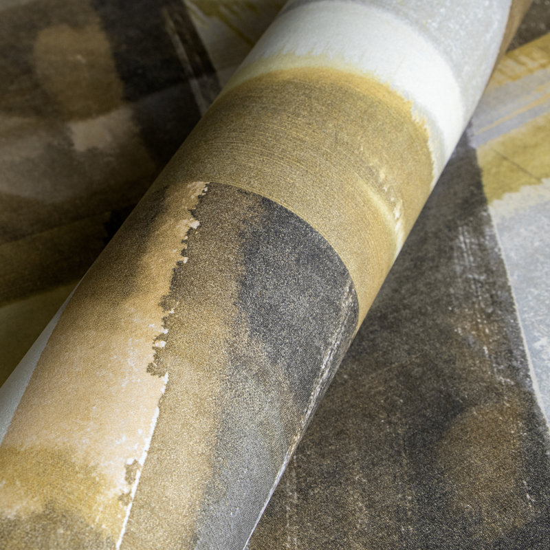 Crafted Glimmery Glaze Design 27.9' L x 27.5" W Wallpaper Roll, Green/Gold