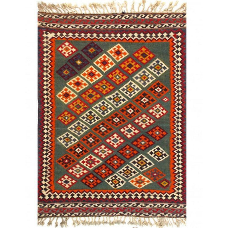 Geometric Area Rug in Rust