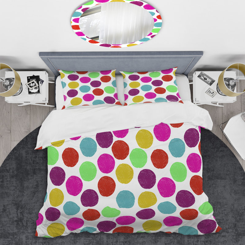 Ensemble de housse de couette en microfibre rouge / rose / vert 2 pièces, Housse de couette pour grand lit et 2 taies décor