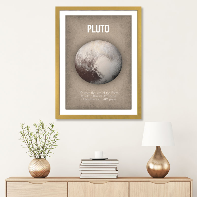 Décoration murale pour enfants Pluto, H 24 po x l 16 po x P 1 po, Papier encadré doré