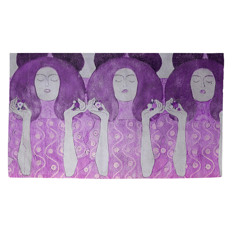 Tapis mauve à motif d’anges de mariée Magaw, Rectangulaire 3 pi 3 po x 5 pi 3 po