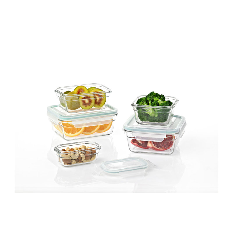 Glasslock Clear Glass Food Storage Containers with Lids, 10-Piece Set