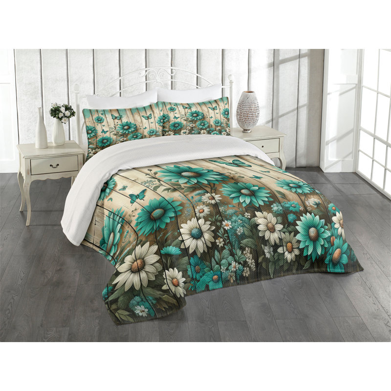 Polyester Floral Coverlet, Queen Coverlet + 2 Standard Shams