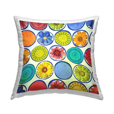 Modern Floral Pattern Circles Printed Throw Pillow Design By Irena Orlov