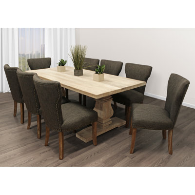 Aryhanna 8 - Person Solid Wood Solid Wood Top Trestle Dining Set