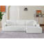 Canapé modulaire convertible Cozyform en velours côtelé doux, canapé confortable moderne avec rembourrage en mousse, canapé-lit modulaire confortable pour le salon, la chambre à coucher, sans assemblage requis, ivoire - orienté vers la droite-704244020-704244021