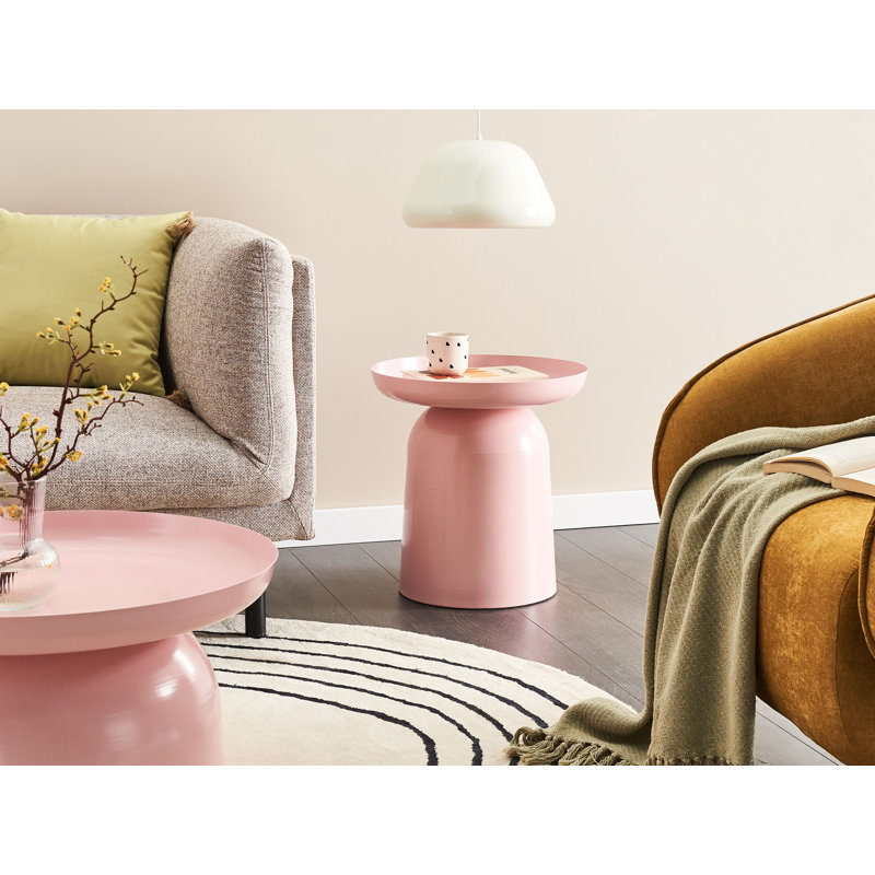Metal Side Table with Storage, Pink