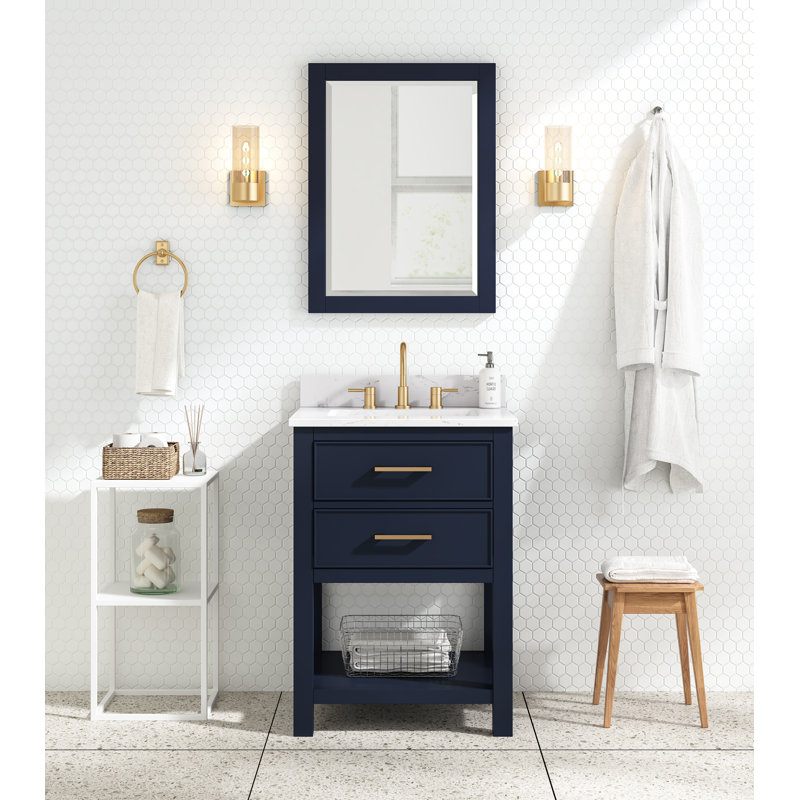 Brooks 25'' W Single Vanity, Navy Blue, Gold