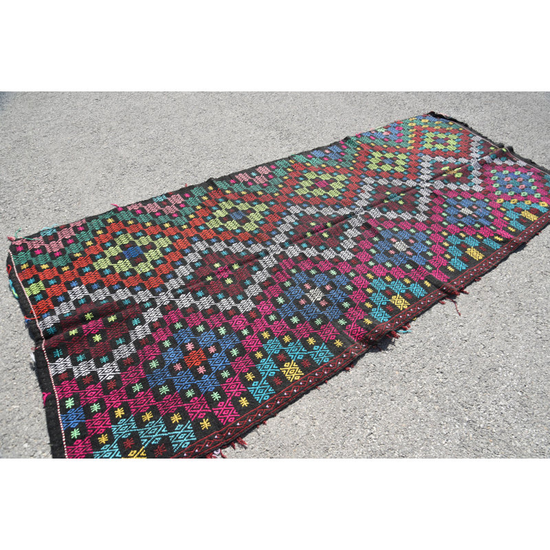 Tapis turcs, tapis géométrique brun, tapis de couloir, tapis frais, kilim, tapis tissés à plat, tapis rétro