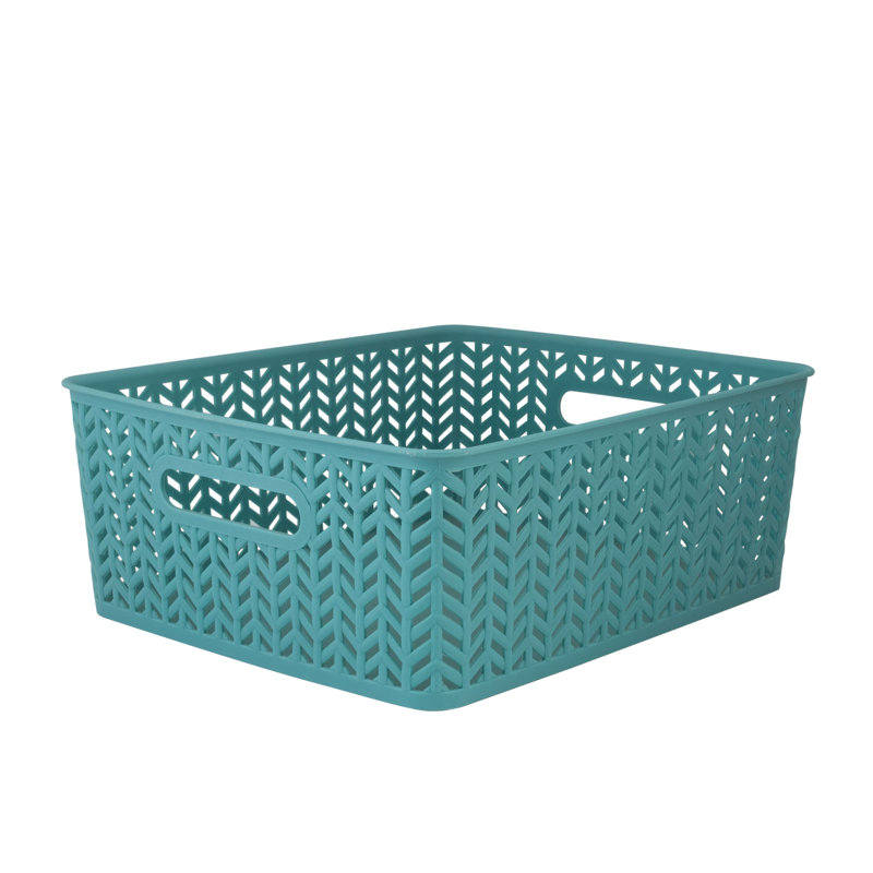Simplify Plastic Decorative Bin, Dusty Blue